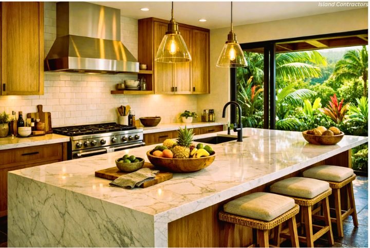 Open-concept Oʻahu kitchen remodel with island